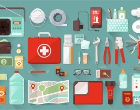 Illustration of emergency kit items