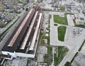 Aerial view of industrial building