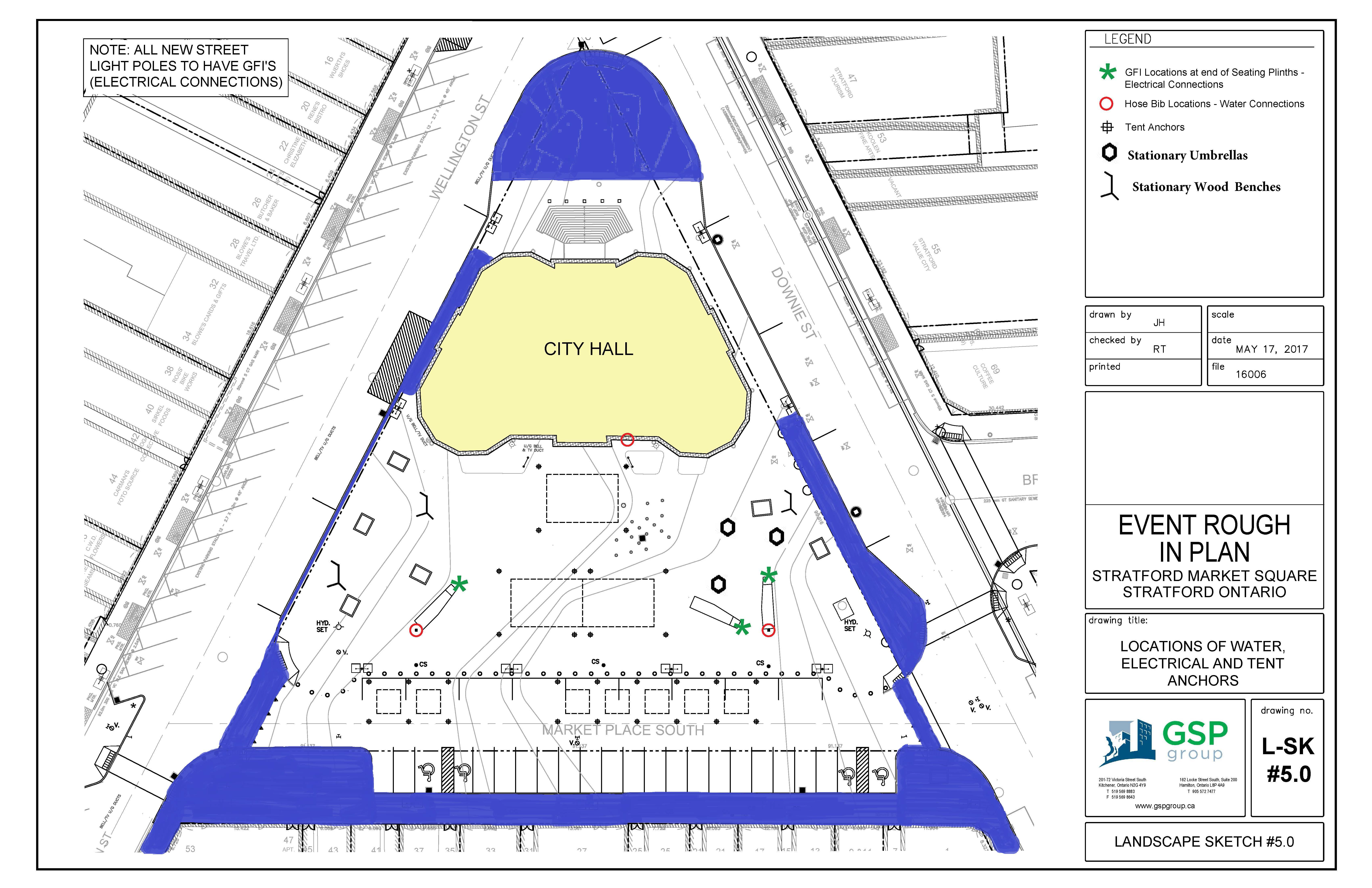 Map of the no smoking in the parking and sidewalk area when utilized for a special event.