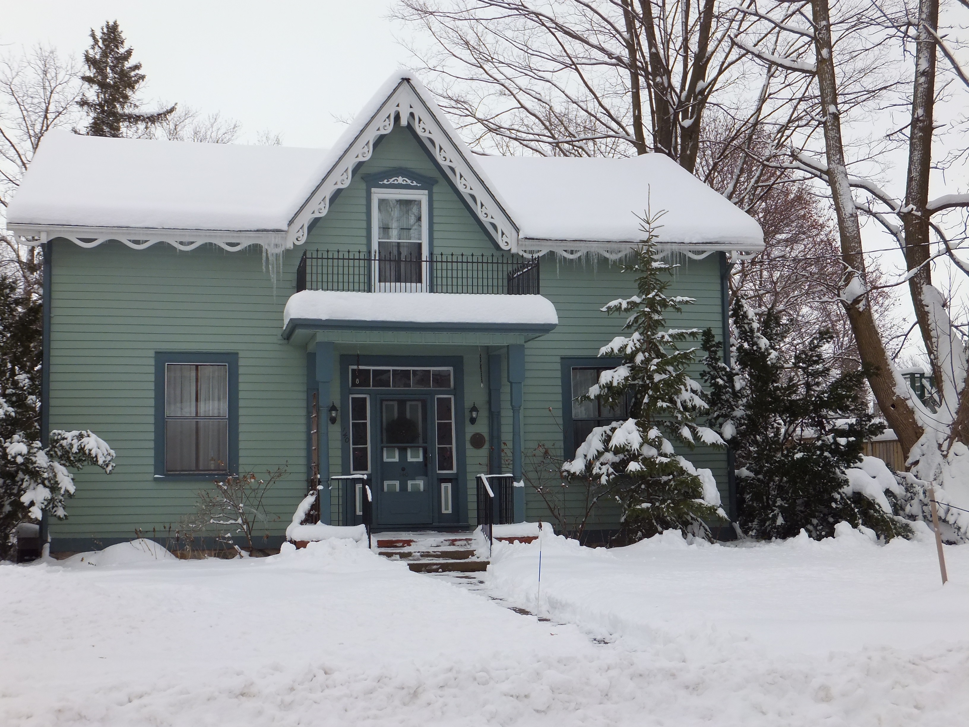Green Gothic Revival style house