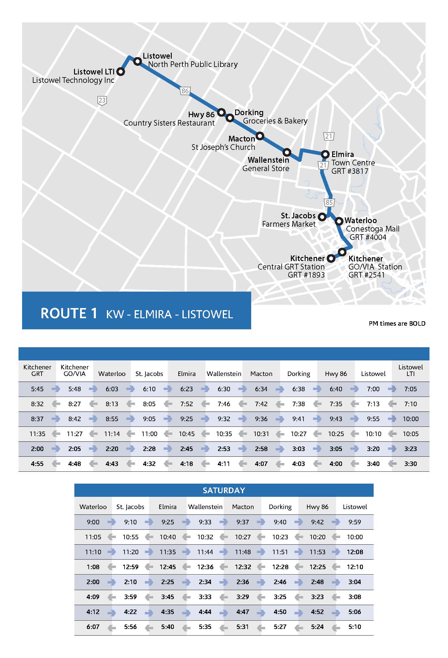 Route 1 Map