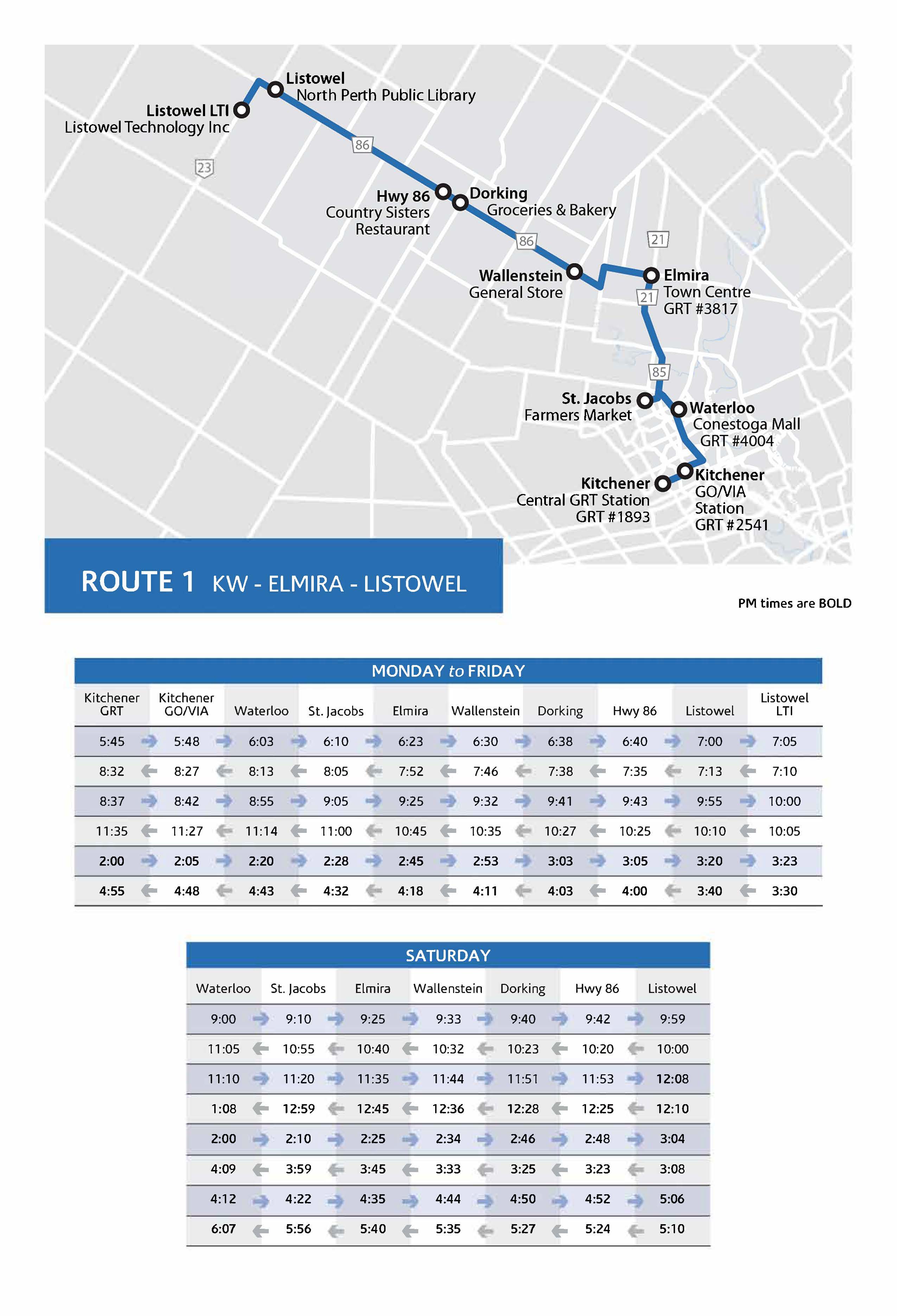 Route 1 Map