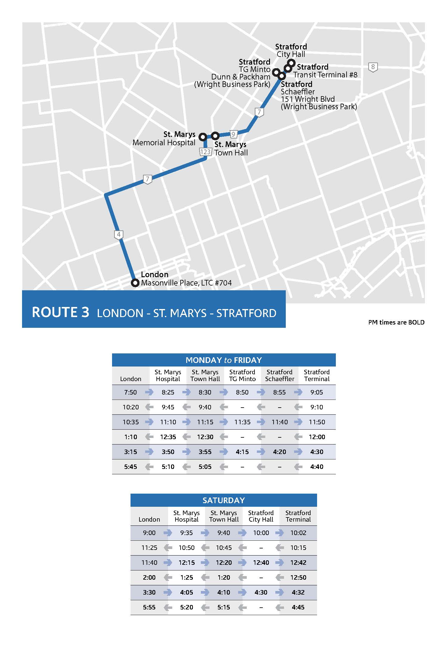 Route 3 Map and Schedule