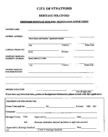 Proposed Heritage Designation Application Form