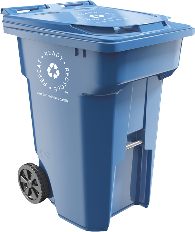 blue recycling cart
