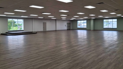 A large empty banquet hall.
