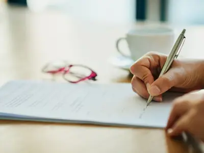 Paperwork and writing pen