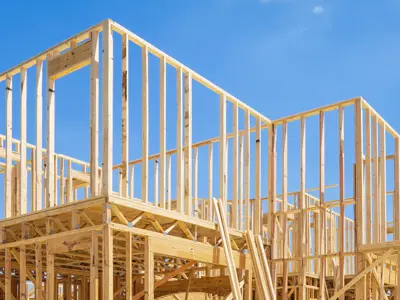 Wood framing of a house being built